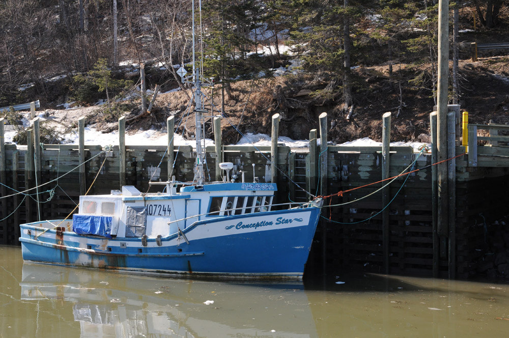 Fishing boat docked at Halls Harbour.
